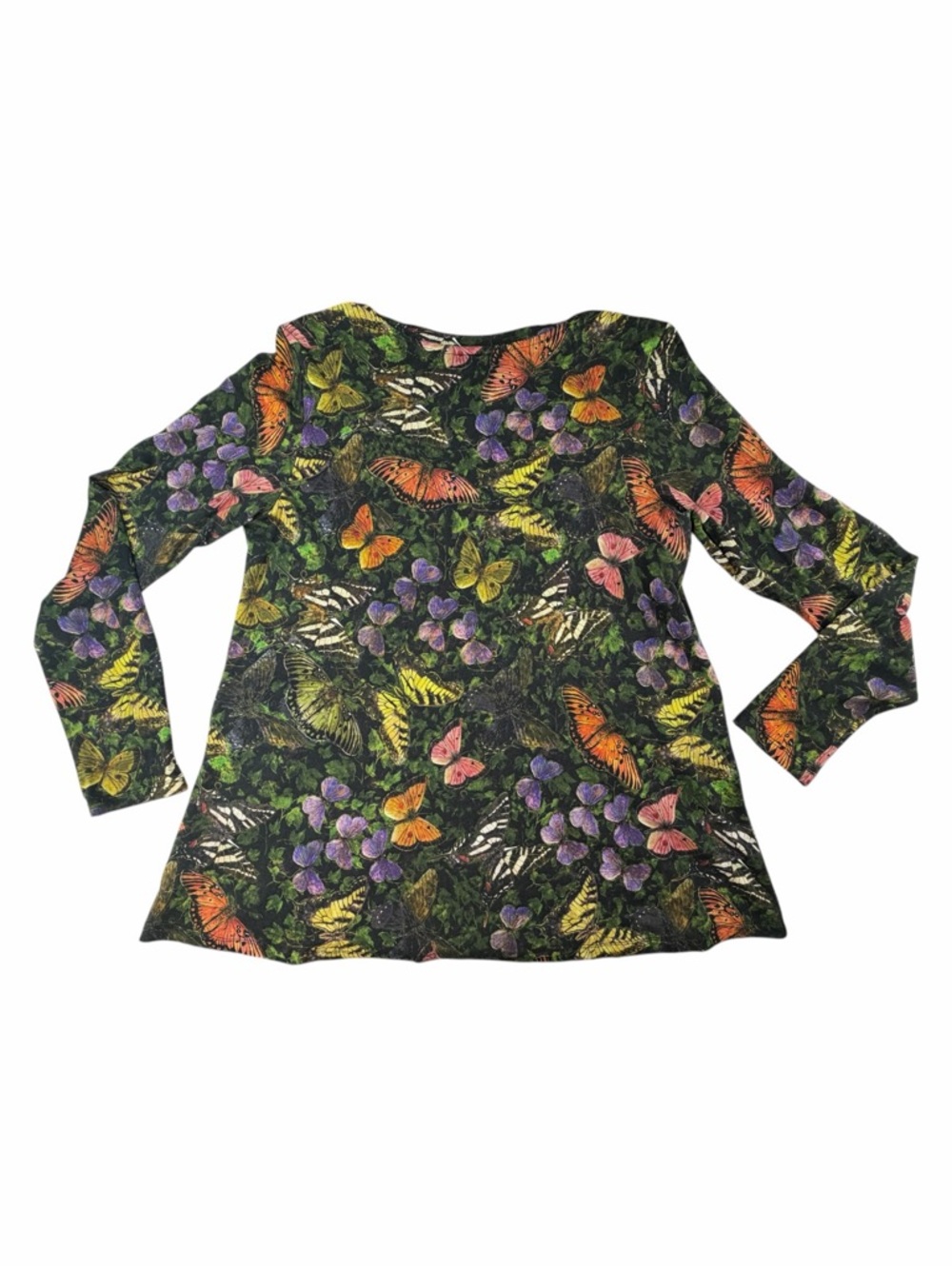 Johnny Was Women’s Janie Long Sleeve V-Neck Swing Tee Butterfly Print Size M - Picture 6 of 7